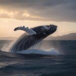 Ballena jorobada nadando en el océano.