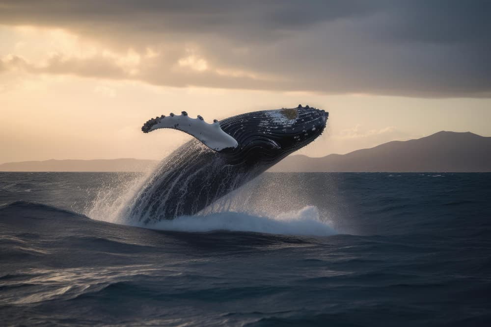 Ballena jorobada nadando en el océano.